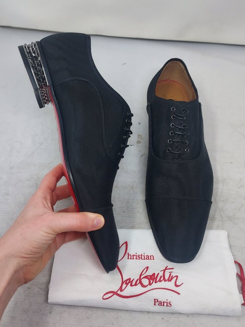 Christian Louboutin MENS Black Greggyrocks Spiked Heel Lace Up Oxford Shoe